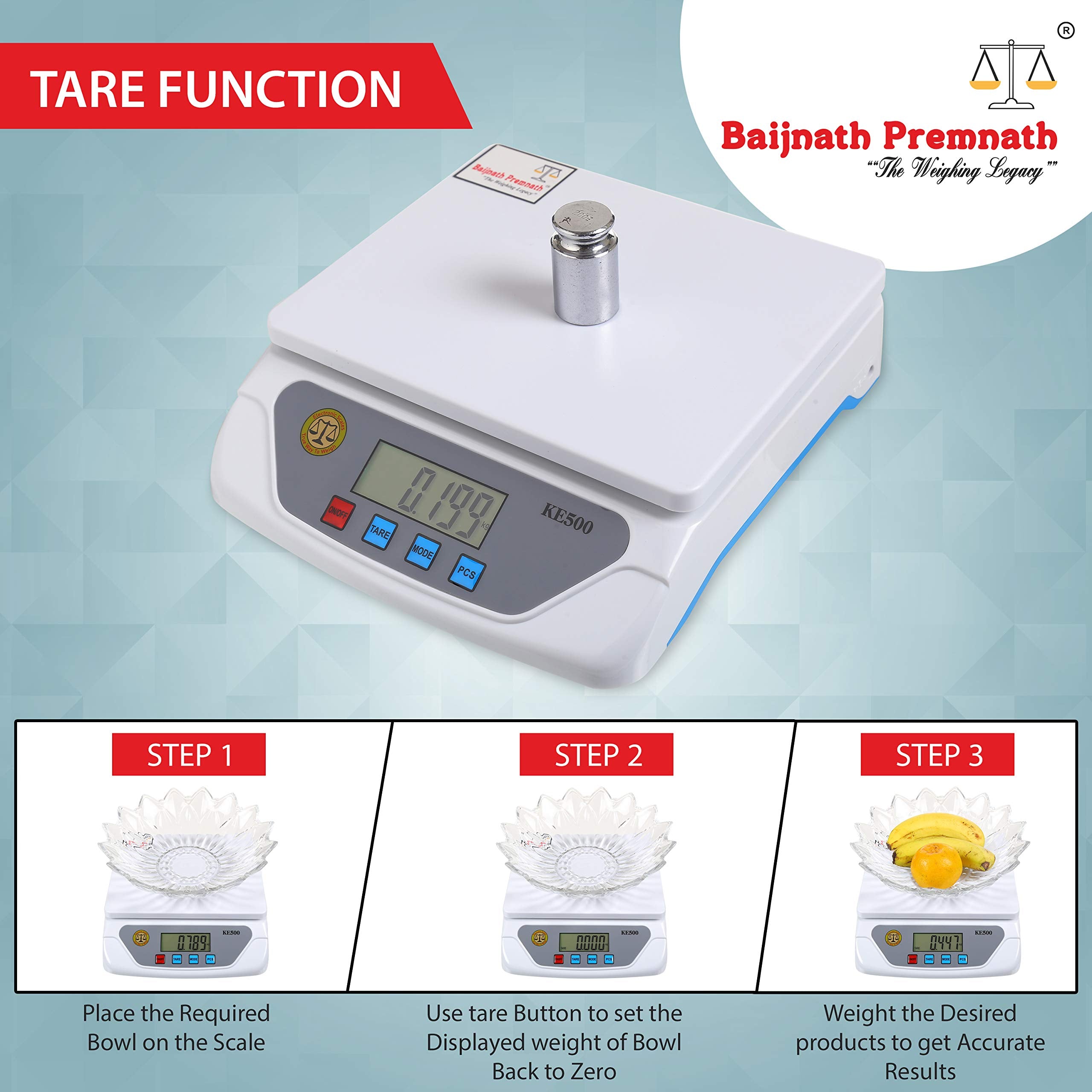 Baijnath Premnath Iscale 20Kg X 1G Multipurpose Weighing Scale For Kitchen, Industries And Home Weight Measuring, Balance With D